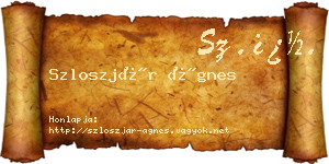 Szloszjár Ágnes névjegykártya